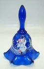 Fenton Limited Edition Hand Painted Jolly Snowman Cobalt Blue Bell