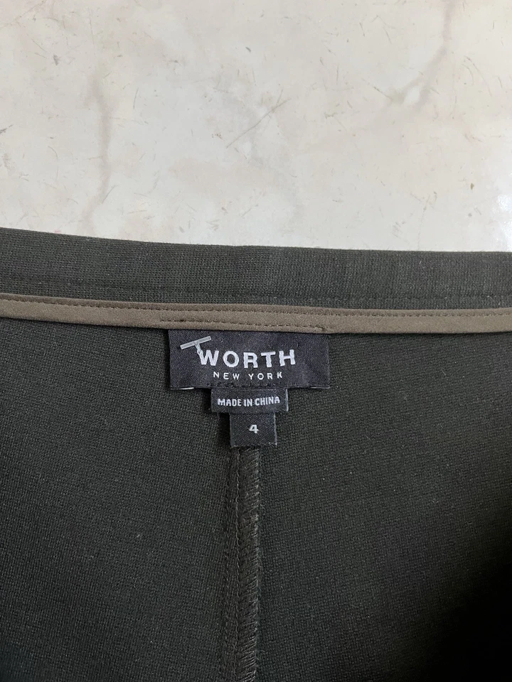 值得纽约新! Dk Forest 绿色 Ponte 针织侧拉链直筒裤 4 码 — 第 3/4 张图片