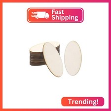PATIKIL 80x40x1.7mm Wood Pieces, 20 Pack Unfinished Oval Wood Shapes Blank Woode