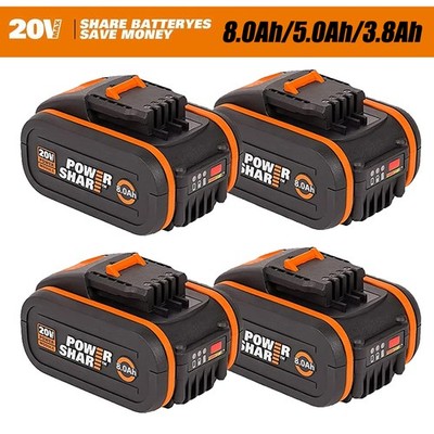 2X 6,0 Ah Batterie de Rechange pour Worx 20V WA3551/WA3553, pour Outils électriques sans Fil Worx WA3572 WA3760 WA3881 WX390 WX176 WX178 WU268 WX166 .4 WX372.1 WX800 WG259E