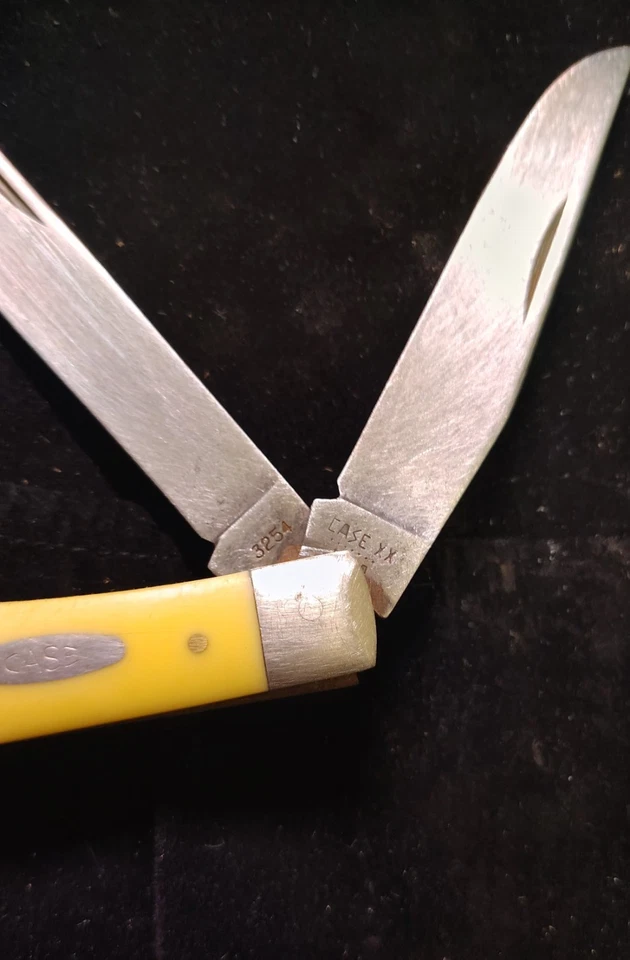 Vintage Case Knife - Folding Trapper 7 Dot Flat Yellow Handle - Rare 1970's - Image 3 of 3