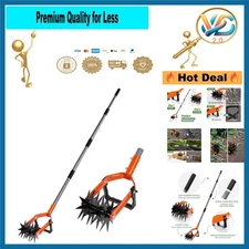 Rotary Garden Tiller 2-in-1 Weeder Soil Aerator Adjustable Handle – Stainless...