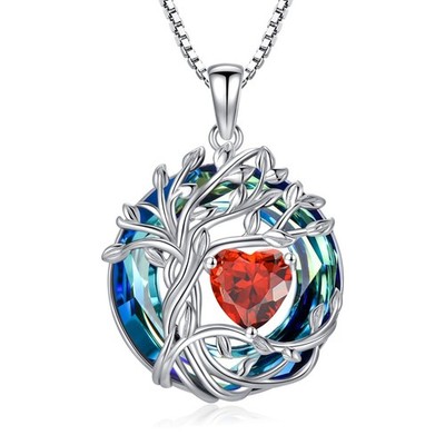Ruby Necklace July Birthstone Tree of Life Necklace Sterling Silver Ruby Jewe...
