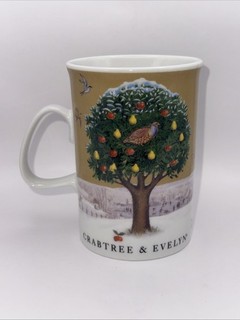 Crabtree & Evelyn Partridge In Pear Tree Christmas Mug Fruit Tree Landscape Cup