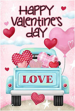 Valentine'S Day Garden Flag - Love Truck  12" X 18" Yard Style Flag  Made with