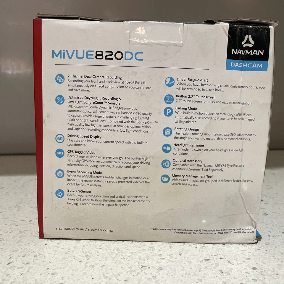 NAVMAN MiVUE 820 DC DUAL CAMERA, Fromt & Rear cameras, Full HD, Gps Tracking - Image 4 of 4