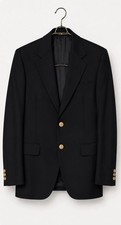 Vintage VALENTINO Uomo Black Wool Cashmere Blazer Sports Coat Made In Italy