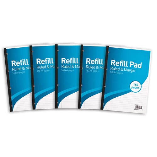 SUMMIT A4 Lined Paper Side Bound Refill Pad 8 mm Ruled and Margin 160 ...