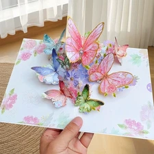 3D Pop Up Butterfly Greeting Card Anniversary Birthday Mother's Day Gift For Her