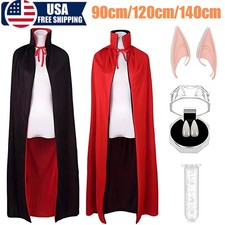 Halloween Vampire Cloak/ Elf Ear / Scar Sticker Reversible Stand-Up Collar Cape