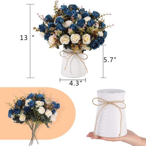 Lifelike Artificial Rose Bouquets and Ceramic vases, Fake Silk Roses, Suitabl... - Picture 2 of 5