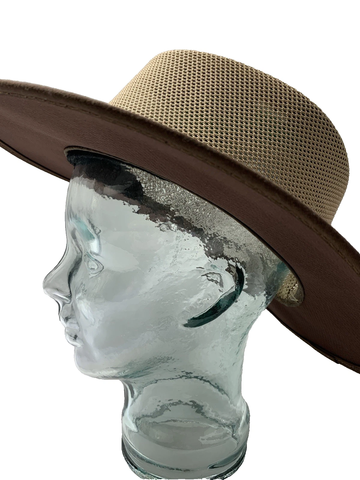 AMERICAN HAT MAKERS CABANA SOL AIR MENS SZ L BRN & TAN SUN HAT BRAIDwCONCHO XLNT