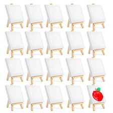 Mini Canvases with Easel Set,20 Pack Small Painting Canvas Mini Stretched Pai...
