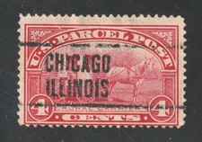 Scott # Q4, Used, F, 4¢ Parcel Post, 1913, Chicago, IL Pre-Cancel
