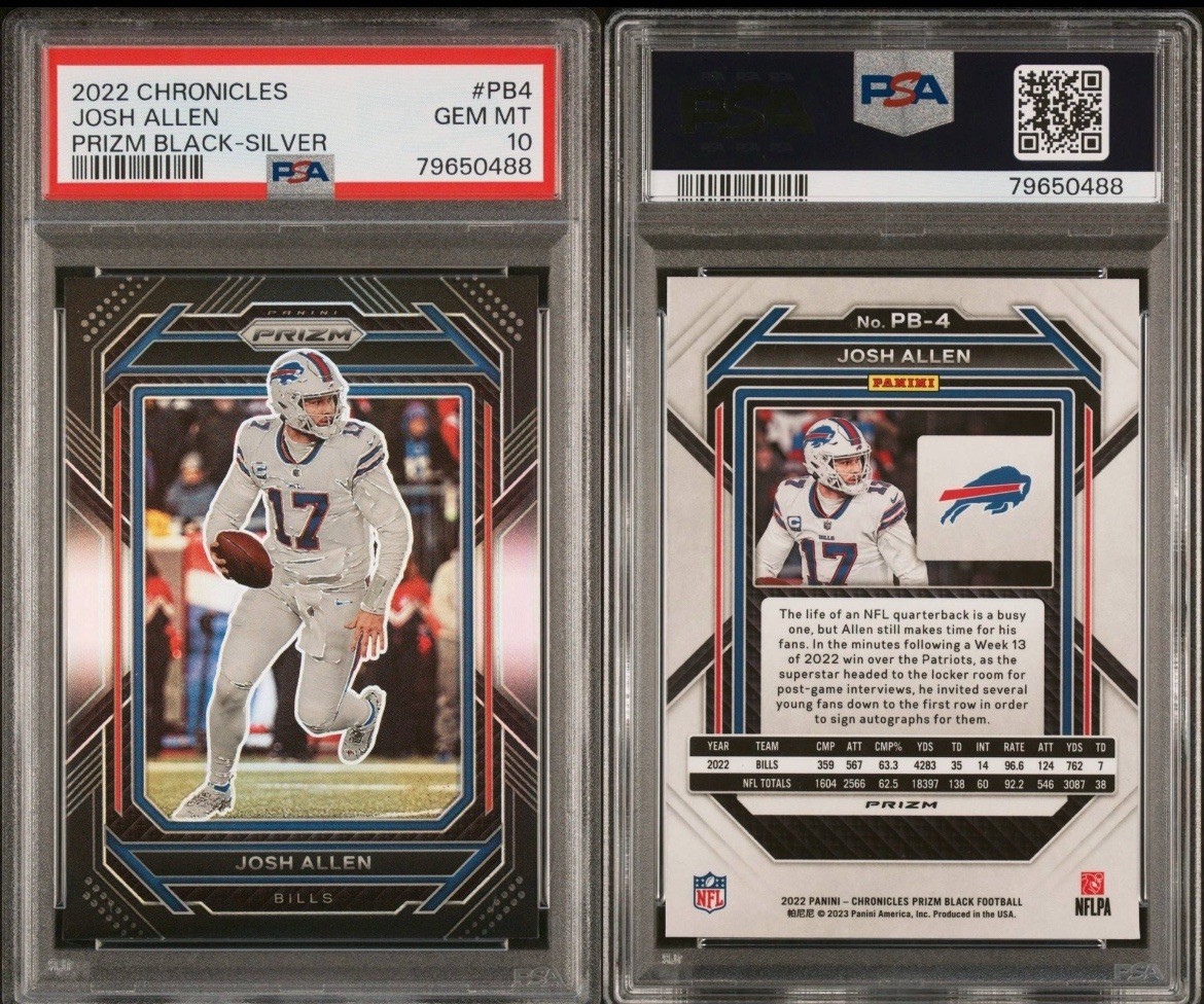 Panini Chronicles Prizm Black Josh Allen #PB-4 Silver PSA 10 Bills 2022