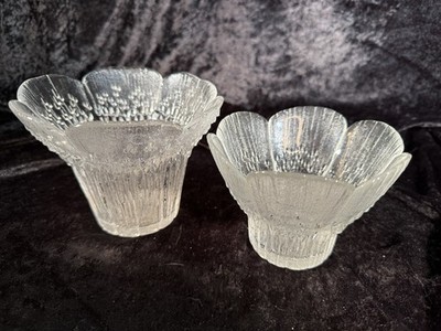 Vintage Set LASISEPAT of Finland Glass Candle Bowl Designed by Pertti Kallioinen