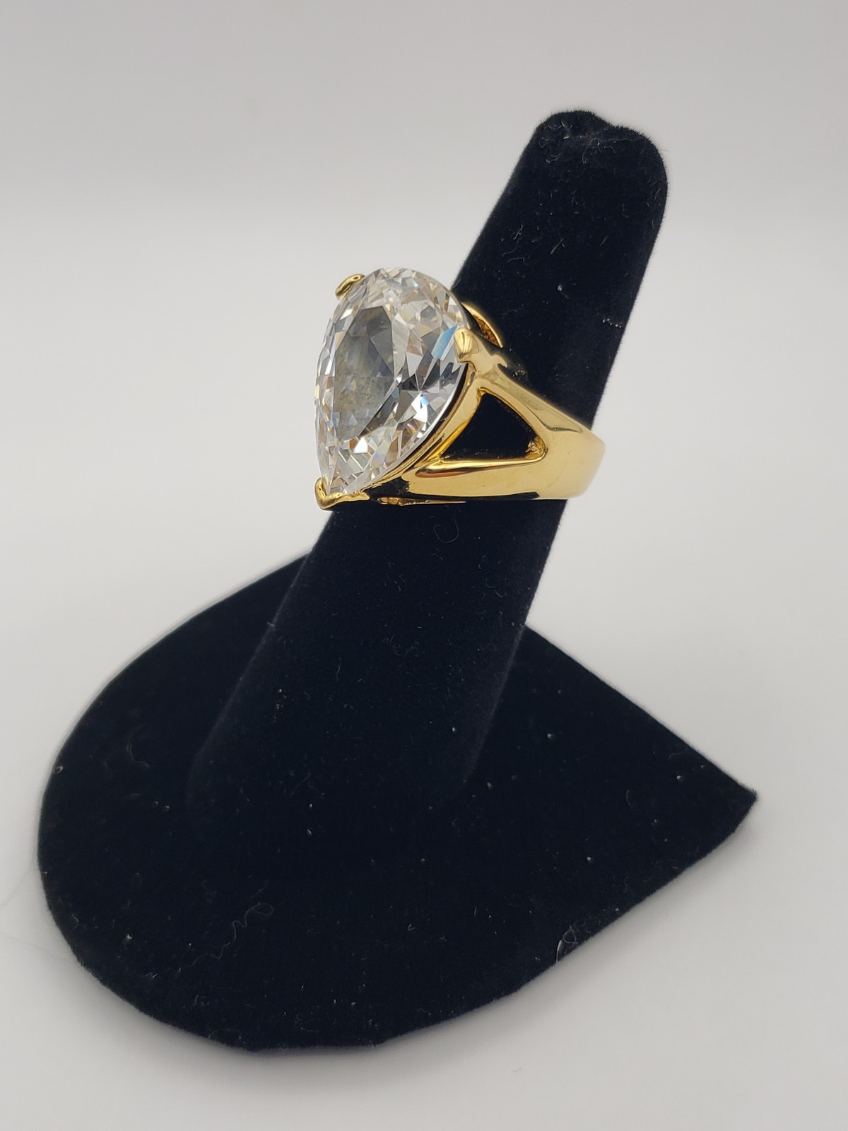 Large Clear Triangle Crystal 925 Ring - image 2