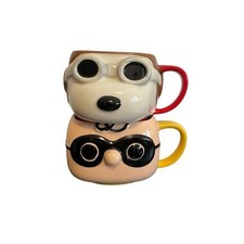 Funko Peanuts Snoopy Flying Ace & Charlie Brown Ceramic Sculpted Mug Set 2016