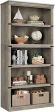 5 Tier Bookcase Farmhouse Book Shelf W/ Storage Open Display Bookshelves