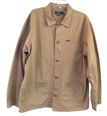 #ad #ad Polo Ralph Lauren Classic Fit Chore Jacket XXL Khaki Cotton Workwear Coat $64.99
