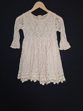 Girls Ivory Lace Dress Boho Vintage Style Bell Sleeve Size 8 Special Occasion