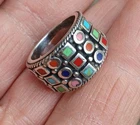 Vintage Sterling Silver 925 w Multi Colored Gemstone Turquoise Inlay Ring Size 5