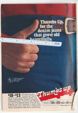 Vintage 1978 THUMBS UP BLUE JEANS Magazine AD~SEARS Men's Store