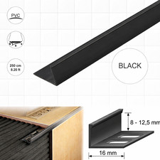 PVC Straight Edge L Shape Tile Trim  2.5m – Various Colours 8 / 10 / 12mm Depth