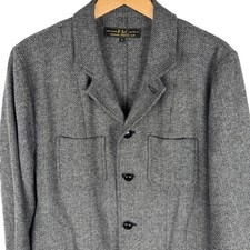Cappotto Freemans Sporting Club FSC lana spina di pesce lavoro uomo giacca grande grigio