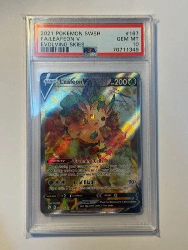 2021 Pokemon SWSH Evolving Skies #167 Leafeon V PSA 10 GEM MINT