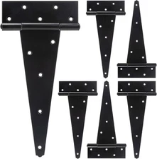 12 Inch T-Strap Shed Door Hinges Heavy Duty, Black Tee Hinge 12 Inch, 6 pcs 