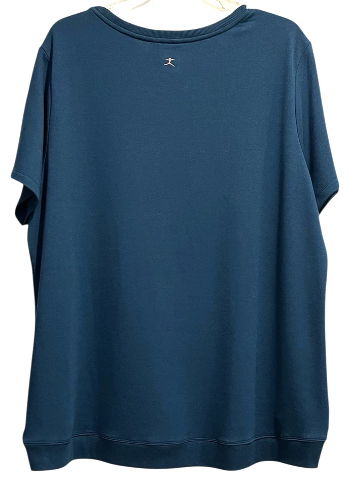 Top túnica manga corta Danskin para mujer talla XXL verde azulado oscuro dobladillo tulipán Foto 2 de 4