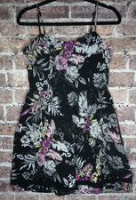 Princess Vera Wang Floral Mini Dress Sz 9 Black Pink Y2K Fairycore Whimsygoth