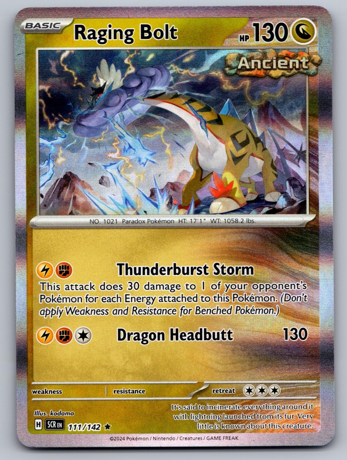 RAGING BOLT 111/142 RARE STELLAR CROWN POKEMON HOLO NM/M