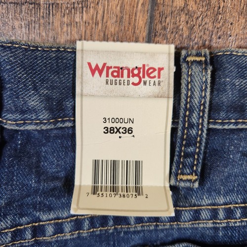New Wrangler Jeans Men's Size 38 X 36 Blue Denim Rugged Wear Relaxed Straight  - Imagen 4 de 12
