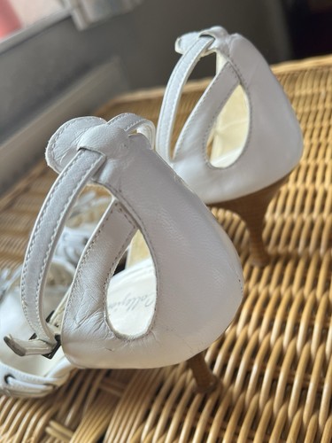 M&S PER UNA WHITE LEATHER STRAPPY SANDALS HEELS STILETTOS ANKLE STRAP UK 6 G/C - Picture 6 of 13