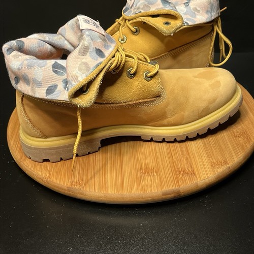 Timberland Roll Wildleder Leder Arbeitsstiefel Damen 9 Pink Camouflage Fold Overs A2MF6 EUC - Bild 7 von 22
