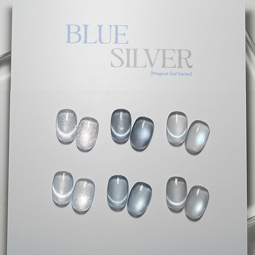 FROM THE NAIL Blue Silver Magnetic Gel Nail Polish 6 Colors SET Pearl Korean - Foto 1 di 11