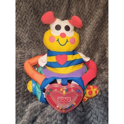 Fisher-Price Vintage 1998 Activity Cube Plush Bee Rattle Spinner Toy colorblock