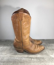 Berman  s Men  s Brown Marbled Leather Cowboy Western Boots Size 9.5 USA Vintage