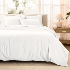 Luxurious 100 Organic Cotton Sateen Duvet Cover Set - Full/Queen, White