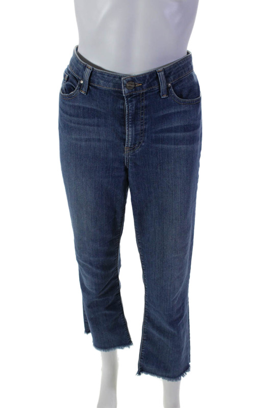 Velvet Womens Cotton Zip Button Straight Fray Leg Denim Jeans Blue Size EUR 31