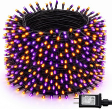 Dazzle Bright Halloween String Lights, 600 LED 196 FT Waterproof Black Wire Stri