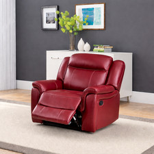 Burgundy Red Leather Gel Recliner 3 Seater 2 Seater Armchair Sofa Suite -CLIFTON