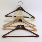 Lot of 5 Tan & Brown Plastic Suit Hangers John Thomas BATTS Closet Storage
