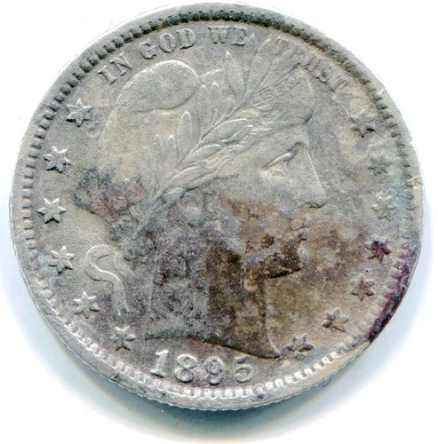 US Barber Quarter 1895 full liberty "dug" coin   lotmar4893
