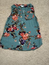 Market & Spruce Womens Shirt Sz Medium Multicolor Floral Print 1/2 Button Casual