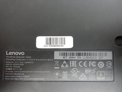 Lenovo DU9047S1 ThinkPad OneLink+ SD20H13054 03X6296 USB 3.0 puerto de doble pantalla - Imagen 4 de 4