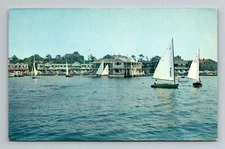 Sailboat sails wind ocean Rhode Island RI Unposted Chrome Postcard