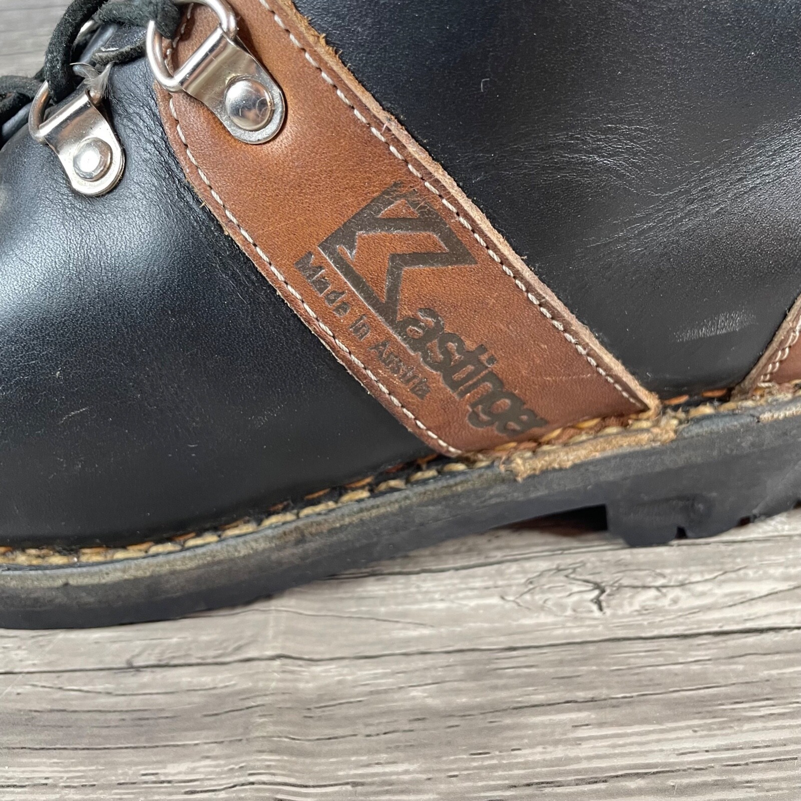 Vintage Kastinger Hiking Boots Black Leather Mountain… Gem